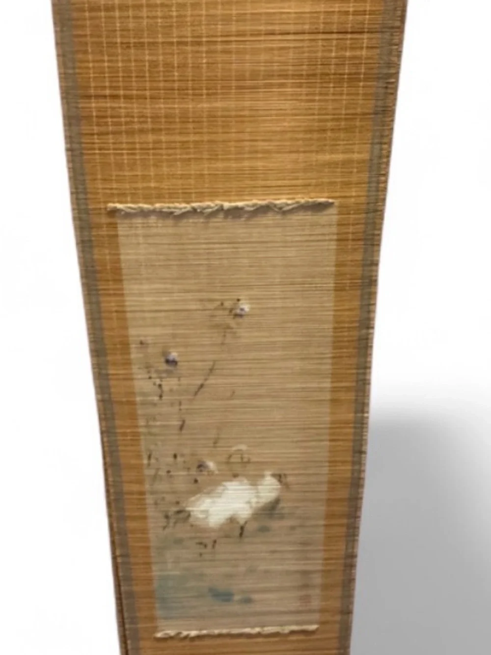 Vintage set of 2 Chinese Bamboo Slat Scrolka 14x20”